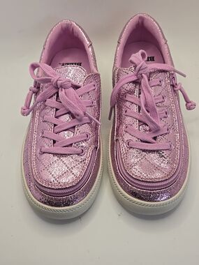 BILLY Footwear Girls Classic Glitter Pink Sneakers Sz 3 Functional Zipper SlipOn